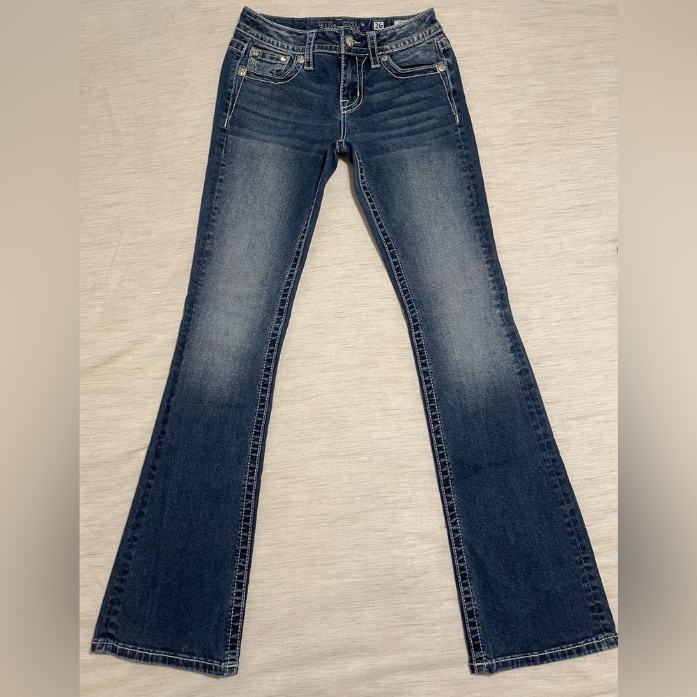 Miss Me Blue Flare Wide Leg Jeans - Chloe Boot